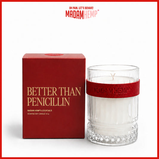 Better Than Penicillin Hemp Candle 10oz – maple, single malt and oak – Madam Hemp