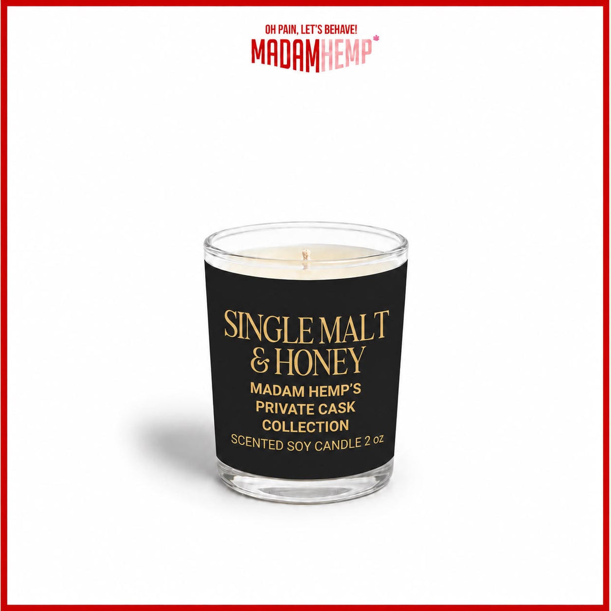 Single Malt & Honey Hemp Candle 2oz bathroom candle – Madam Hemp