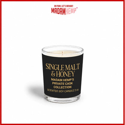 Single Malt & Honey Hemp Candle 2oz bathroom candle – Madam Hemp