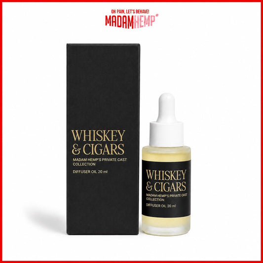 Whiskey & Cigar Hemp Diffuser Oil 20ml – toffee, whiskey and smyrna fig – Madam Hemp