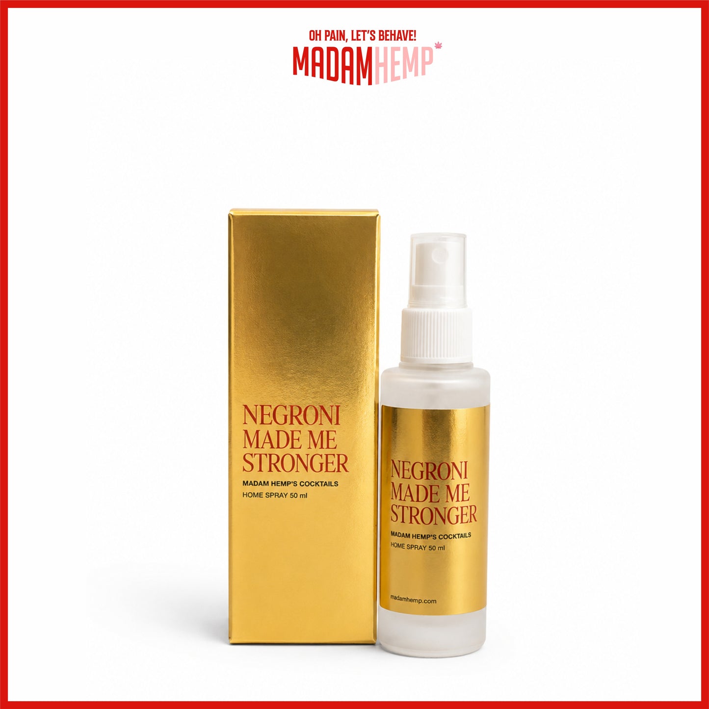 Negroni Made Me Stronger Hemp Home Spray 50ml – campari, gin and orange – Madam Hemp