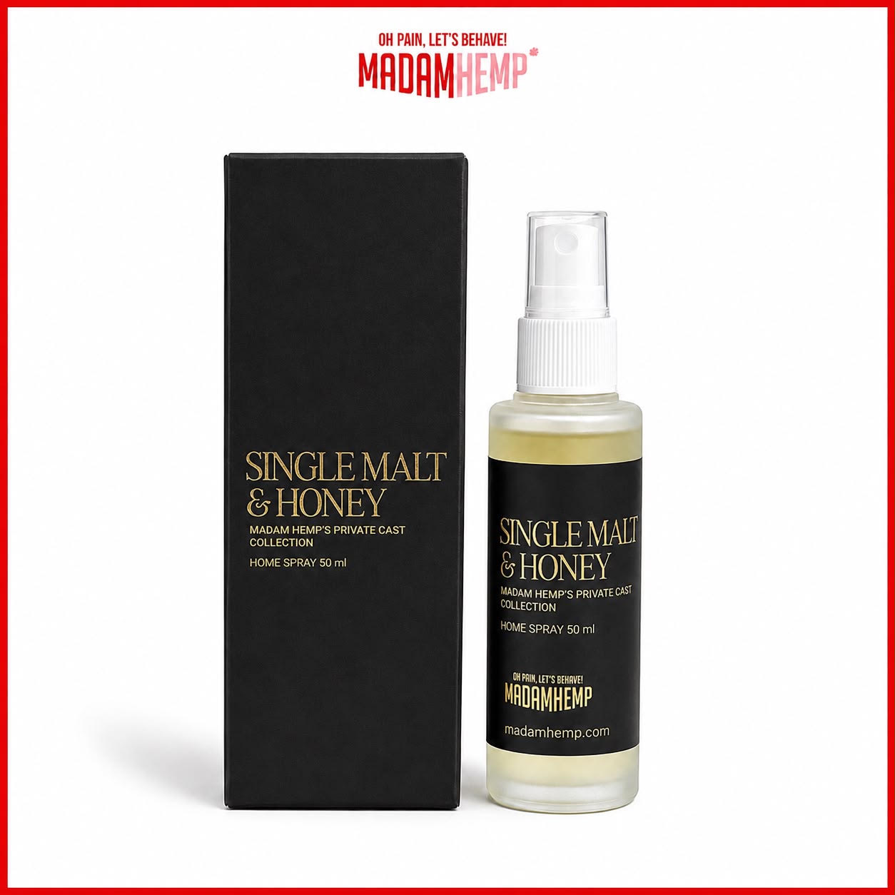 Single Malt & Honey Hemp Home Spray 50ml – longan honey, single malt and clove – Madam Hemp